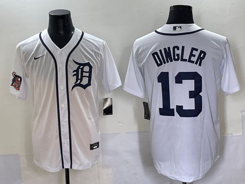 Men 2025 Detroit Tigers 13 Dingler White Game Nike MLB Jersey style 5